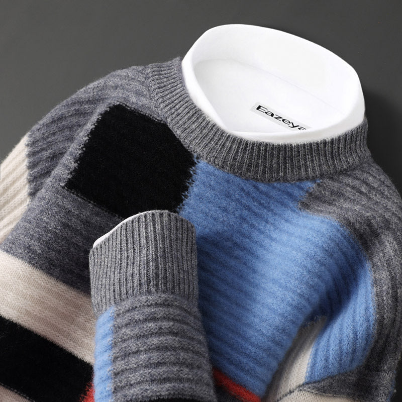 New Cashmere Sweater Men's Loose Round Neck Multicolor