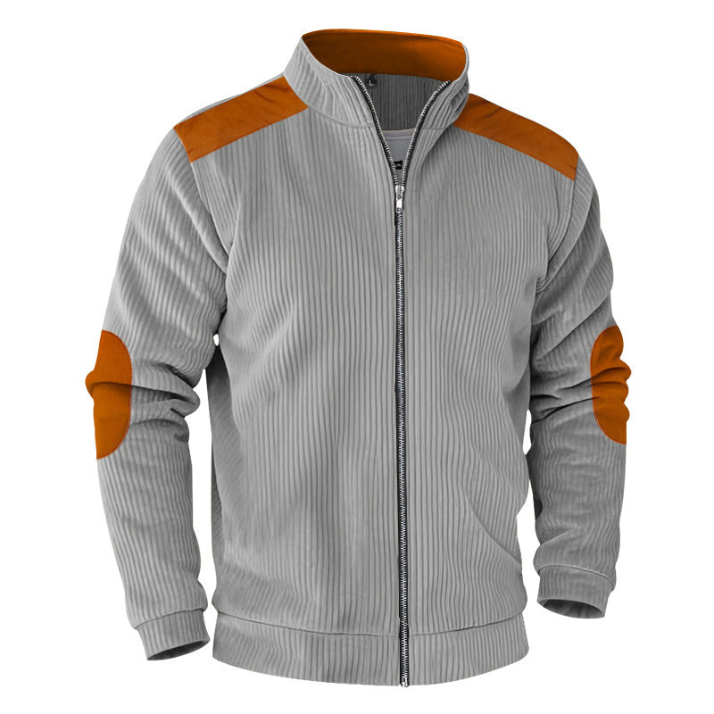New Retro Stand Collar Zipper Cardigan Casual Jacket For Men
