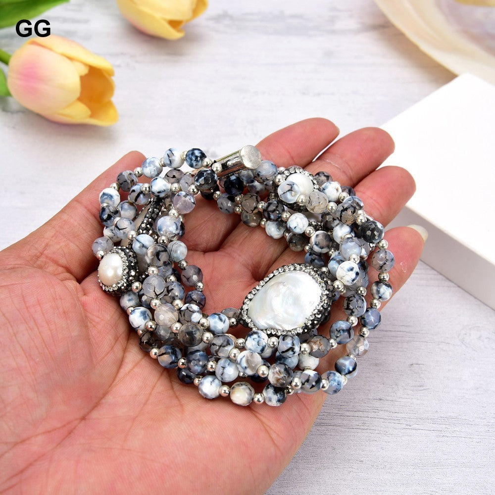 NEW Round Agate Stone Women's Bracelet