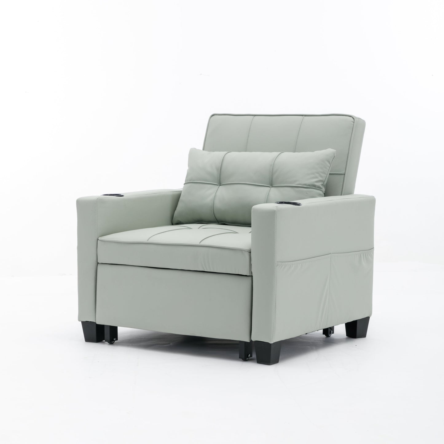 New Green Leather Futon 3-in-1 Pull Out Sleeper Chair