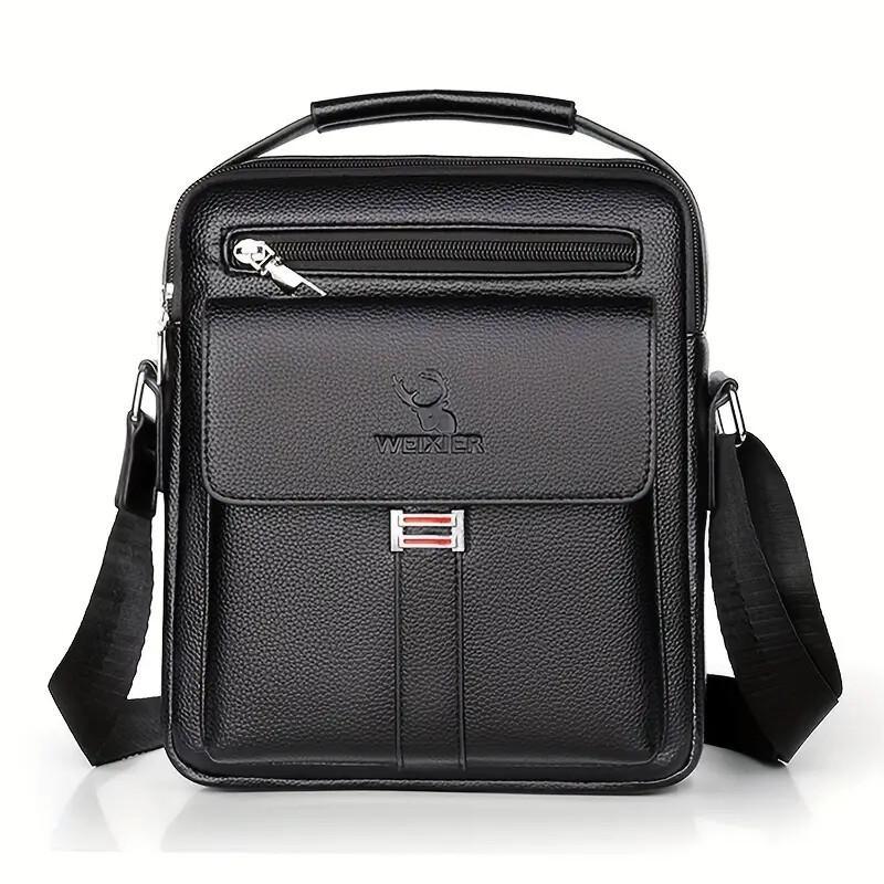 NEW Leather Messenger Crossbody Shoulder Bag for Men Work Business Casual Adjustable Straps With Metal Zipper