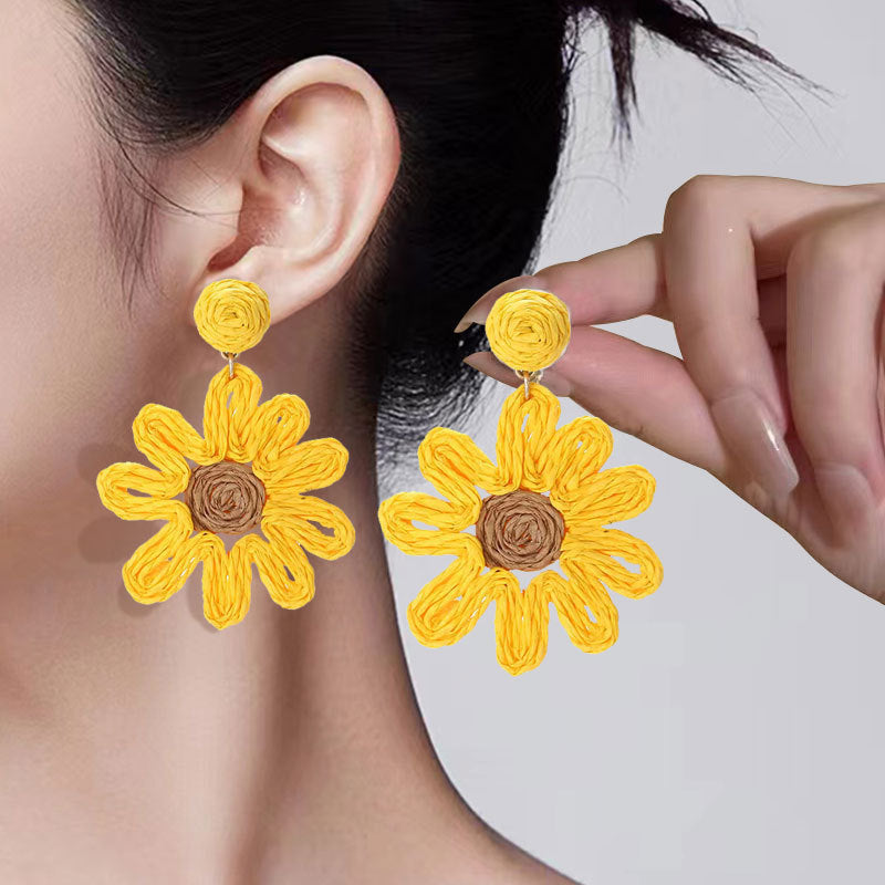 New High-grade Silver Pin Earrings Women's Bohemian Style Ornament