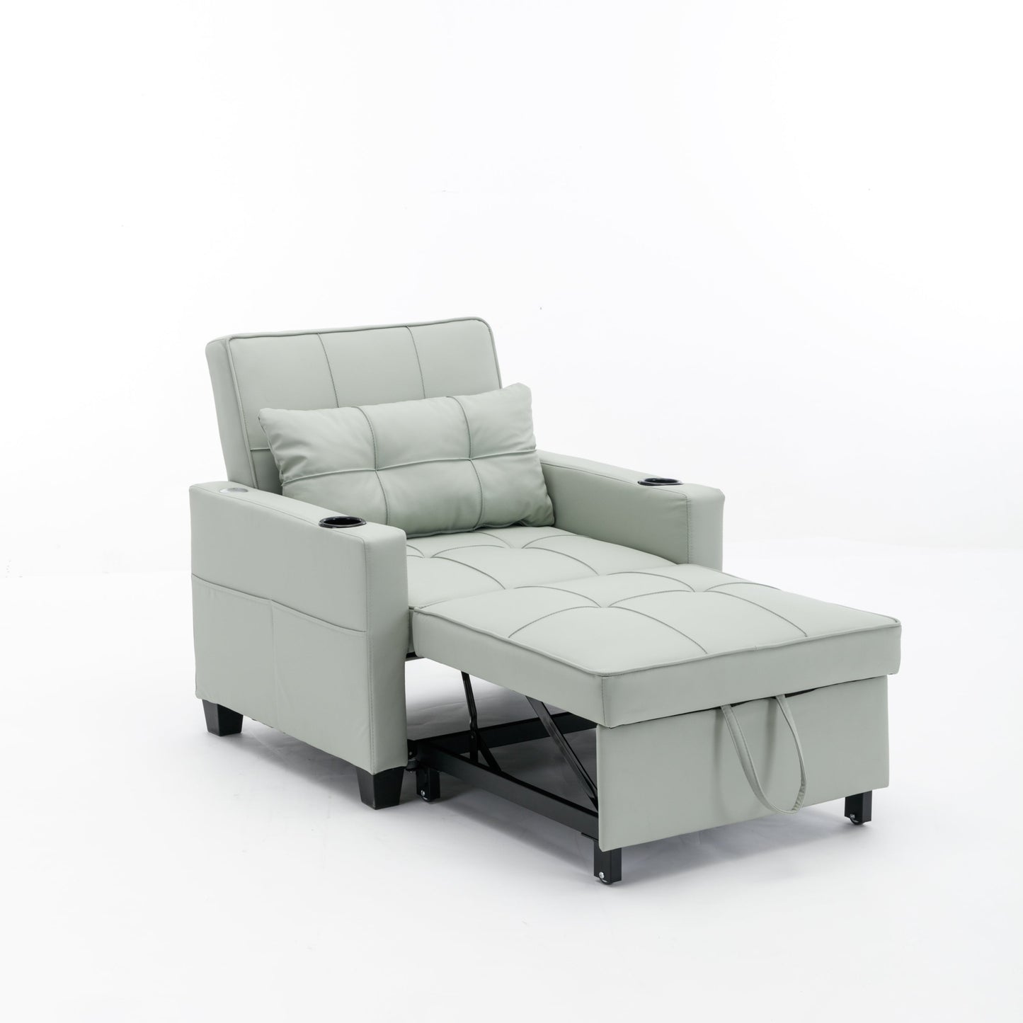 New Green Leather Futon 3-in-1 Pull Out Sleeper Chair