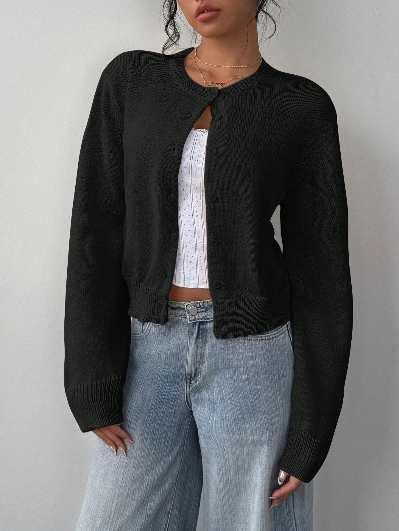 New Chic Long Sleeved Knitted Cardigan Fashion Slim Solid Color Short Sweater For Women Clothing