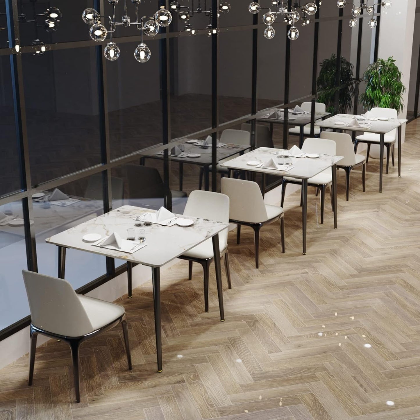 NEW Square Sintered Stone Dining Table 31.5 Inch Modern Kitchen