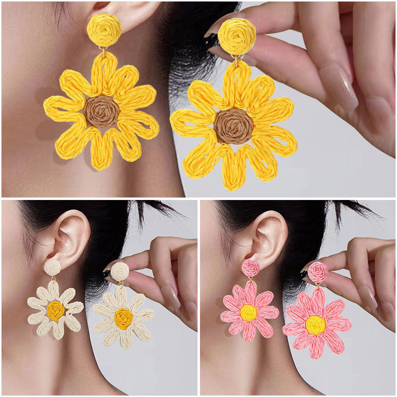 New High-grade Silver Pin Earrings Women's Bohemian Style Ornament