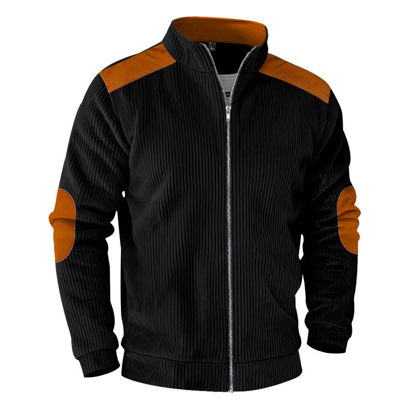 New Retro Stand Collar Zipper Cardigan Casual Jacket For Men