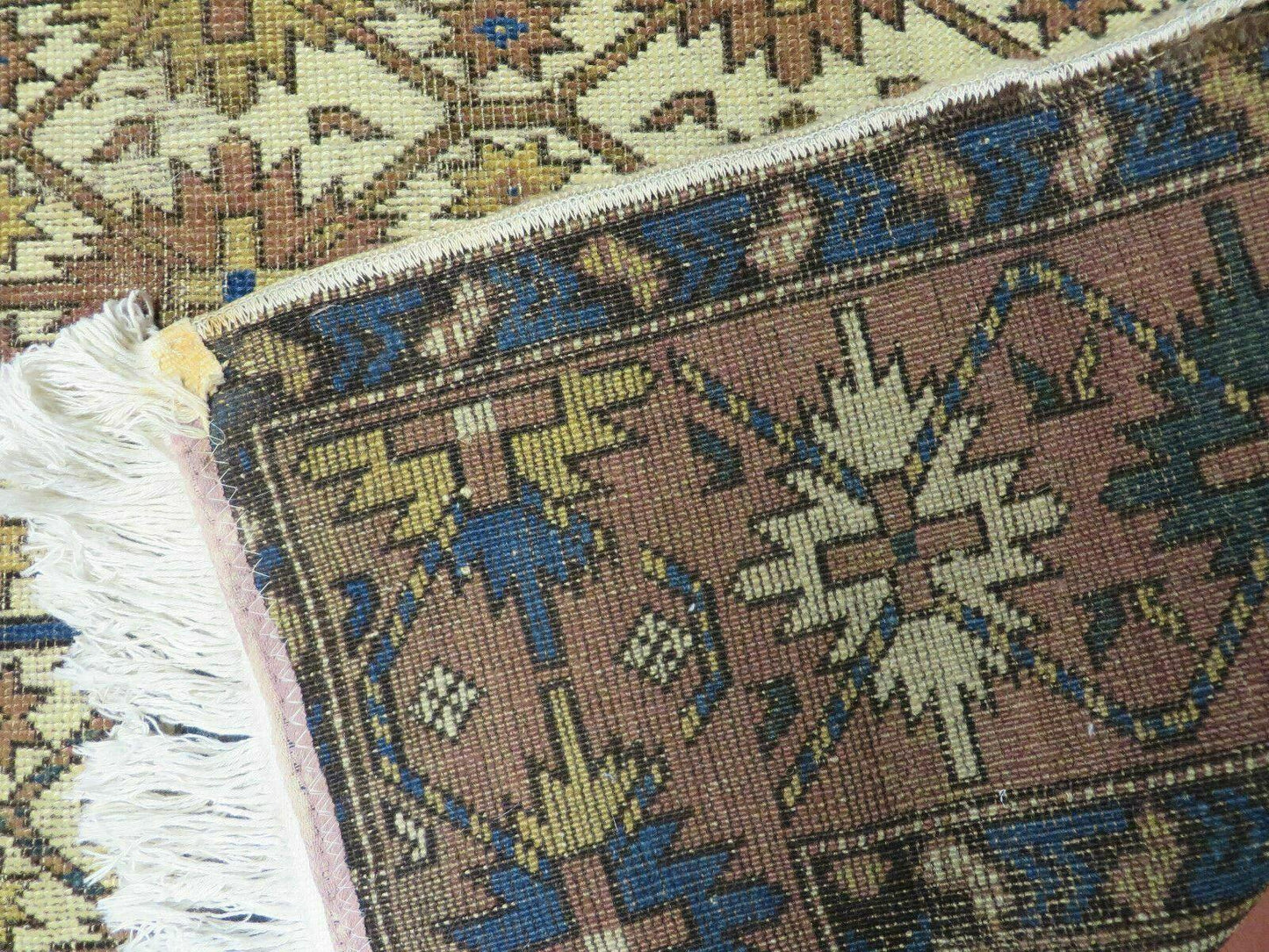 USED 4' X 5' Antique Handmade Caucasian Kazak Shirvan Wool Rug Snow Flakes