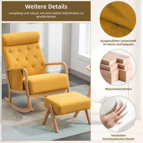 NEW Comfortable Rocking Chair With Footrest In Linen