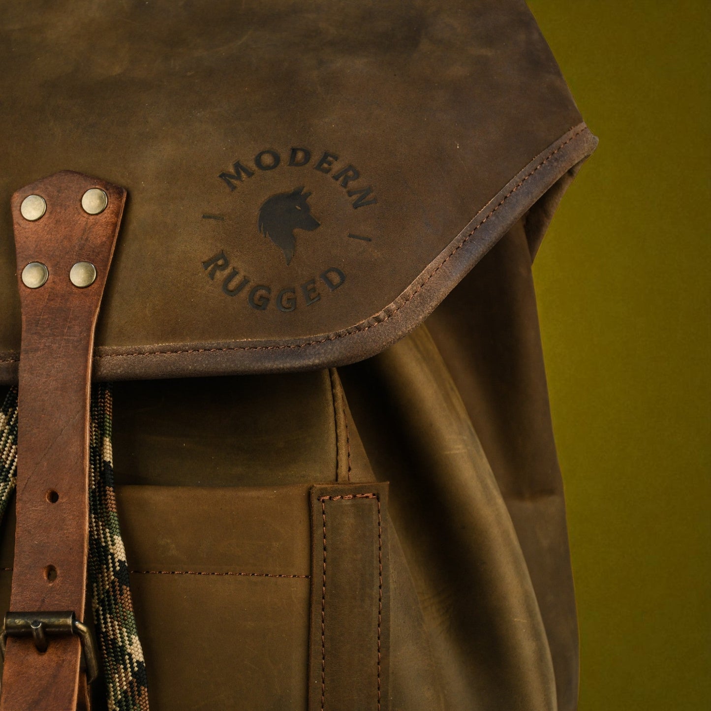 NEW Bovine Leather Single Strap Backpack - Olive