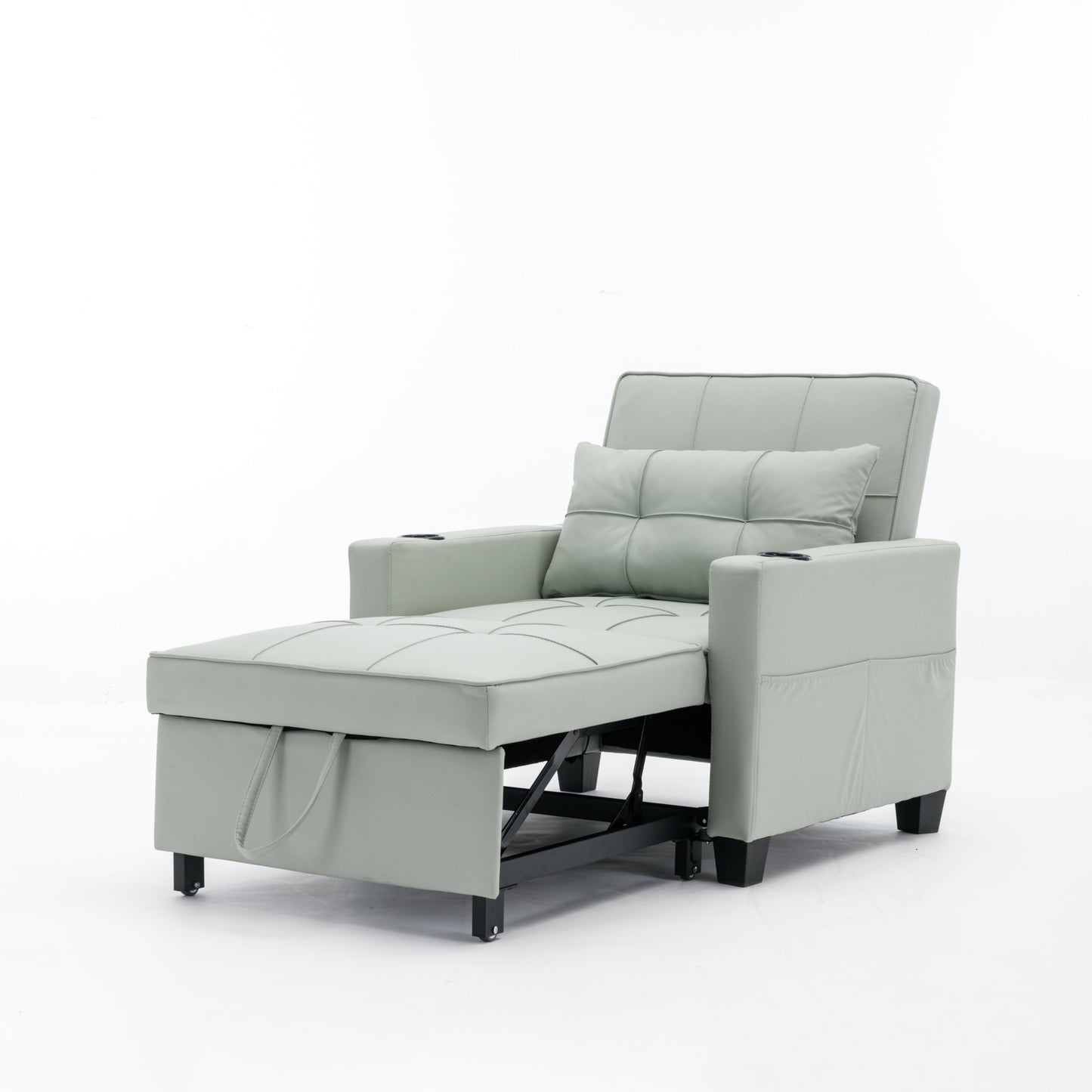 New Green Leather Futon 3-in-1 Pull Out Sleeper Chair