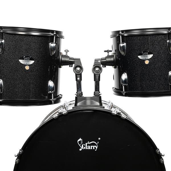 NEW Glarry Full size 22in Poplar Double-layer Oil Skin Star Dot Black Drum Set