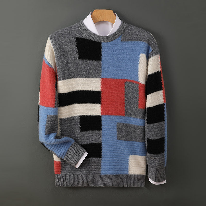 New Cashmere Sweater Men's Loose Round Neck Multicolor