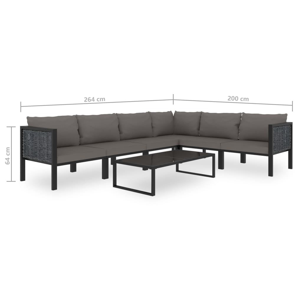 NEW vidaXL Modular 7 Piece Patio Lounge Set with Cushions Poly Rattan Anthracite