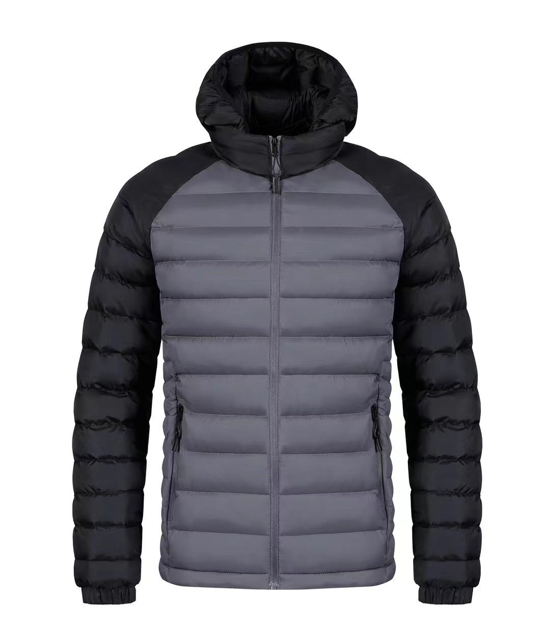 NEW Men's Fleece-lined Thick Hooded Rib Cotton-padded Jacket