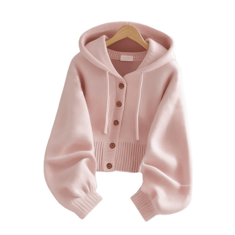 New Soft Glutinous Hooded Sweater Coat Ladies