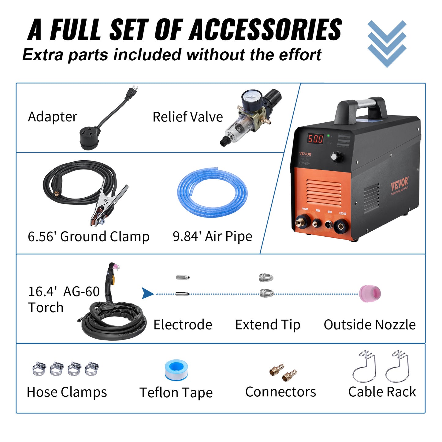 NEW VEVOR Plasma Cutter 50Amp Non-Touch Pilot Arc Air Cutting Machine With Torch 110V 220V Dual Voltage AC IGBT Inverter Metal Cutting Equipment