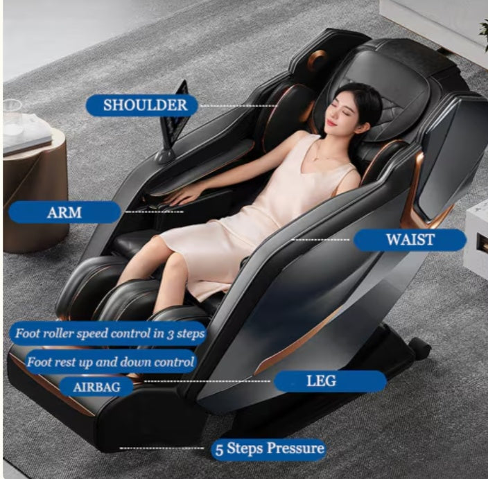 NEW Full Body Zero Gravity Shiatsu Massage Chair SL-Track Recliner With Airbag Speaker LCD Screen Remote Control Voice Control Back Leg Heat