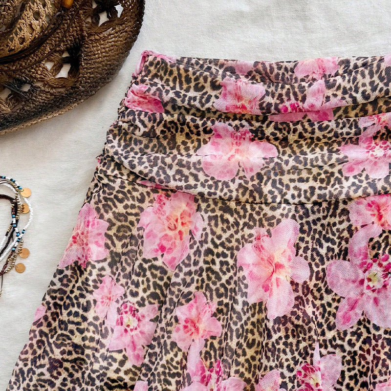 New Women's Leopard Print Skirt Vacation Style