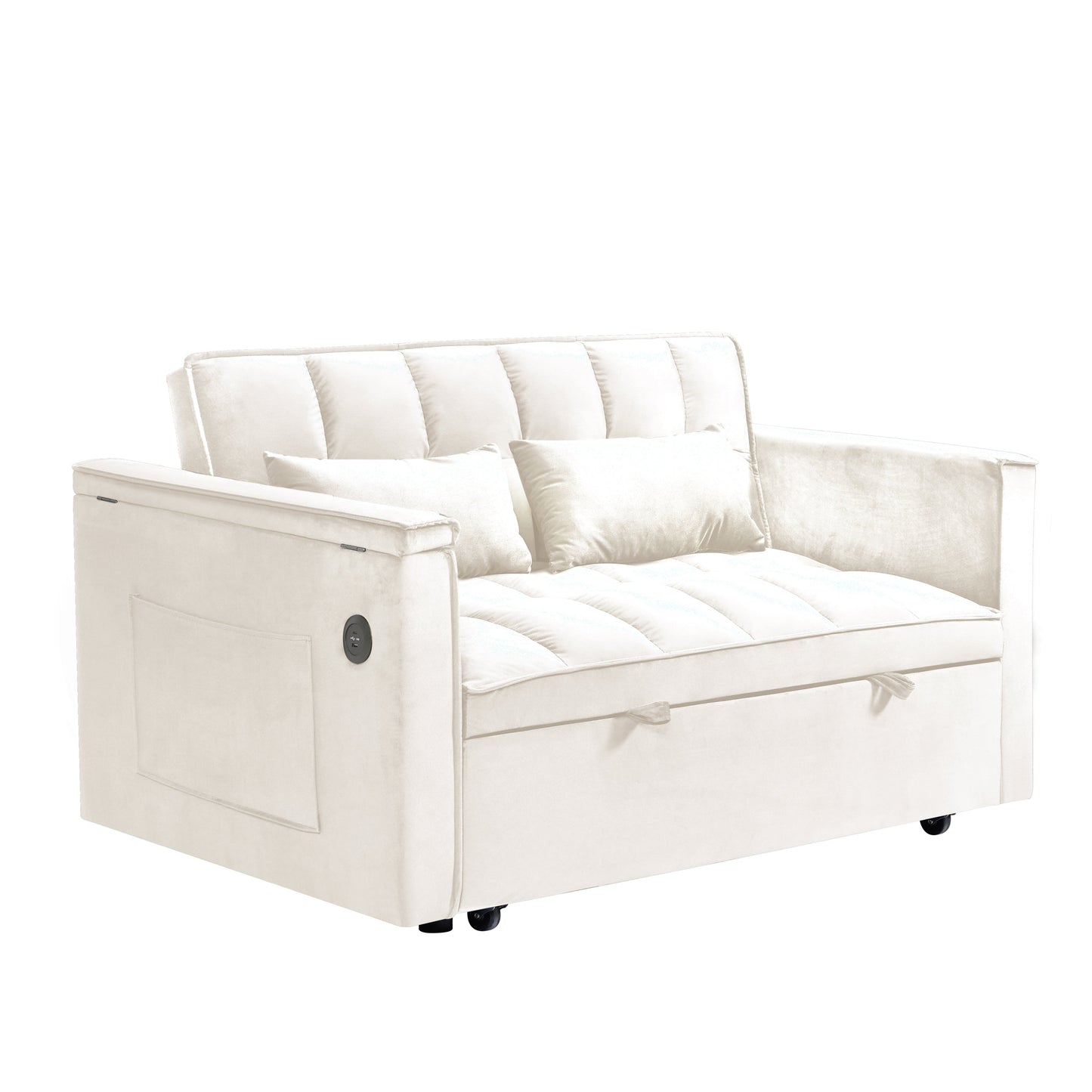 NEW 3-in-1 Contemporary Foldable Modern Velvet Double Sofa Bed with adjustable Back