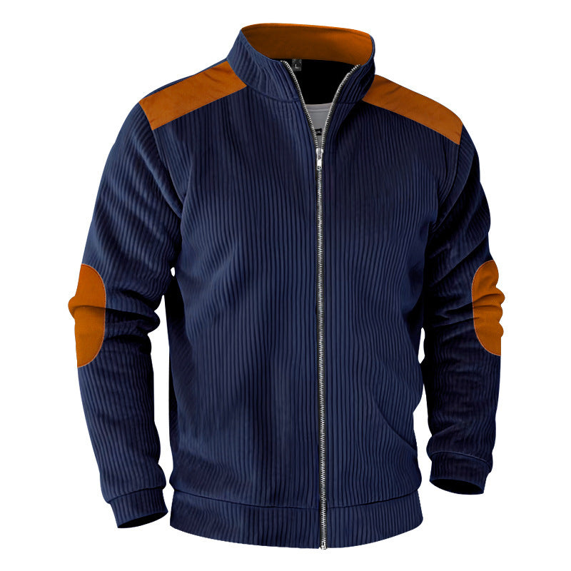 New Retro Stand Collar Zipper Cardigan Casual Jacket For Men