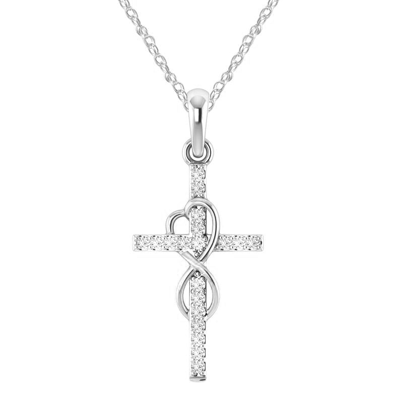 New Alloy Pendant With Diamond And Eight-character Cross Necklace