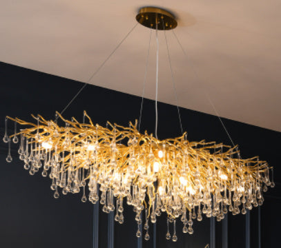 NEW Postmodern Light Fixture Luxury Chandelier Water Drop Crystal Lamp Atmosphere