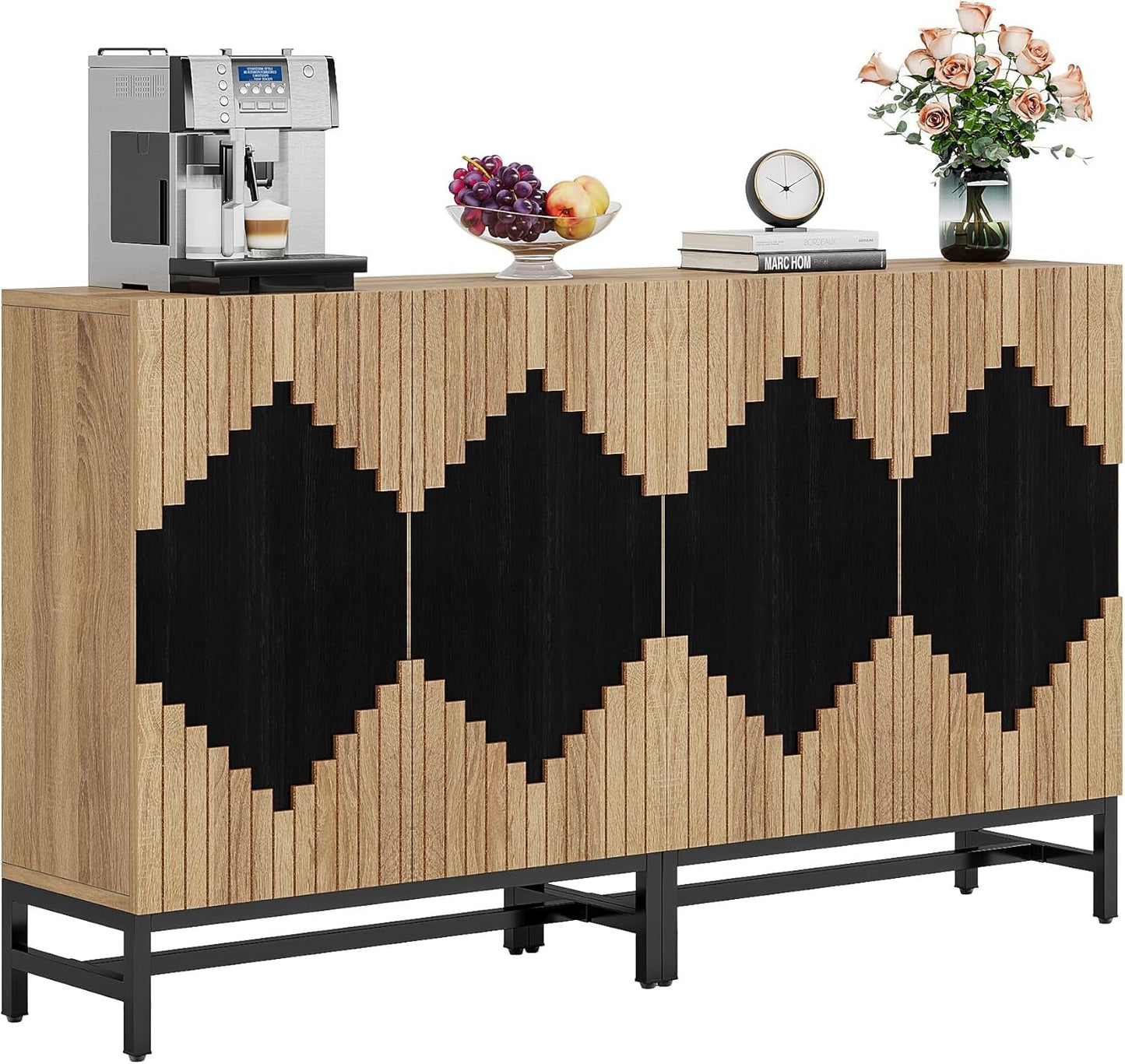 NEW 63 Inch Farmhouse Sideboard Buffet Cabinet With Storage