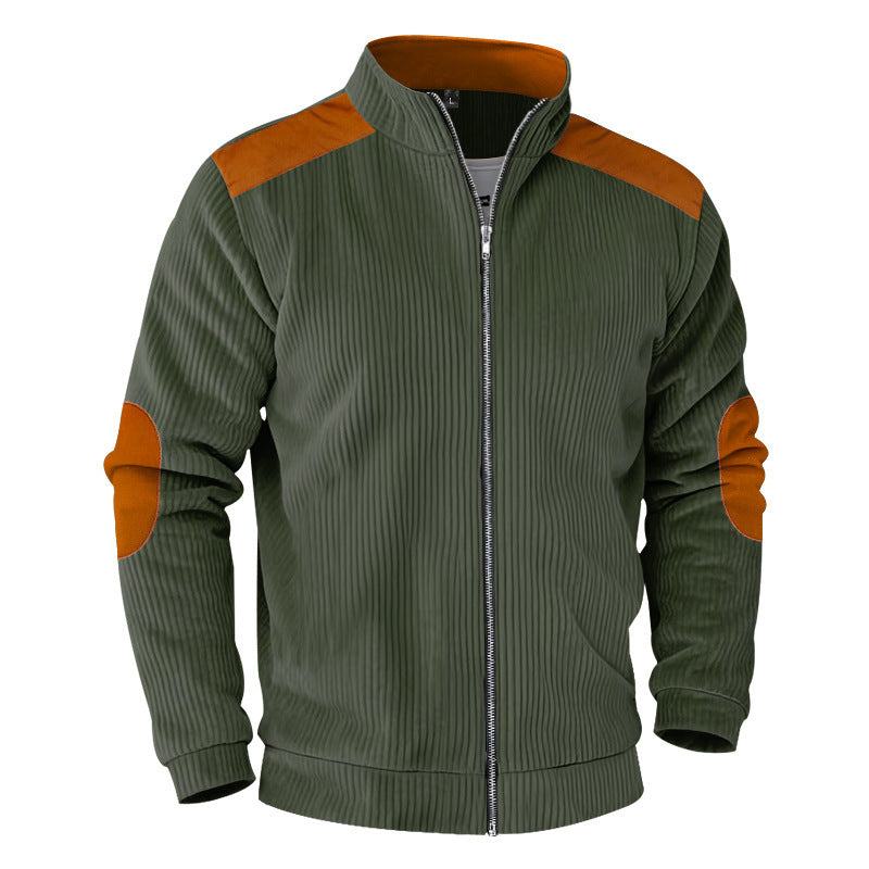 New Retro Stand Collar Zipper Cardigan Casual Jacket For Men