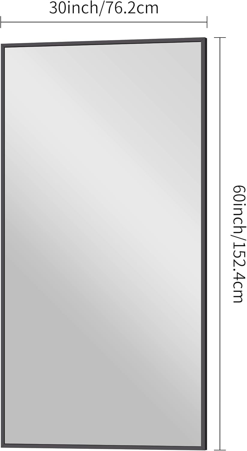NEW 30x60 Inch Black Rectangle Wall Mounted Bathroom Mirror