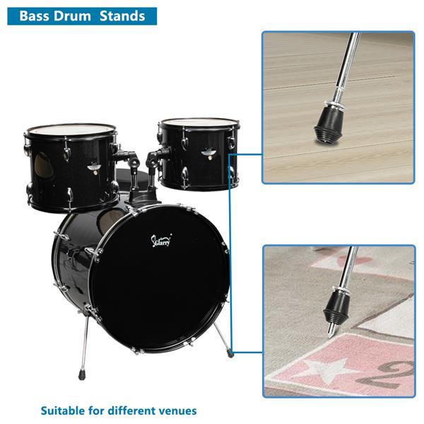 NEW Glarry Full size 22in Poplar Double-layer Oil Skin Star Dot Black Drum Set