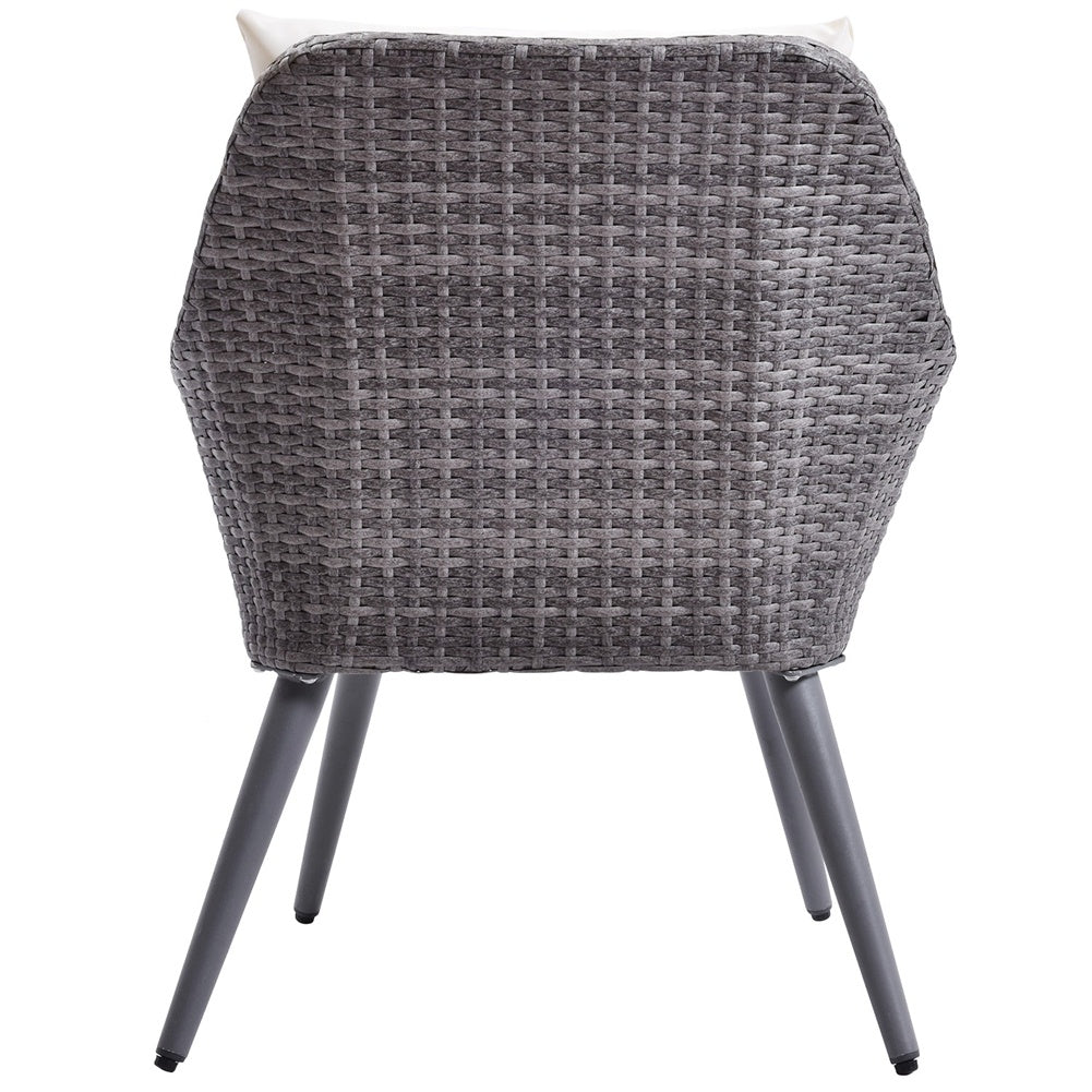 NEW Outdoor Wicker Dining Chair Rattan Accent Chair with Beige Cushion Patio Garden Furniture