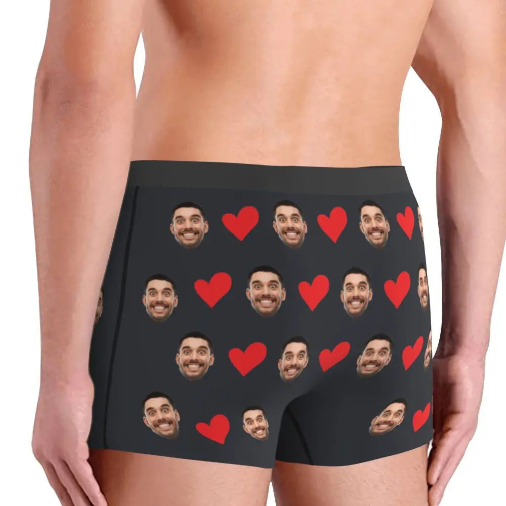 NEW Personalized Face Photo Underwear Custom Heart Boxer Briefs Custom Men Briefs Gift For Husband - Anniversary Gift For Dad