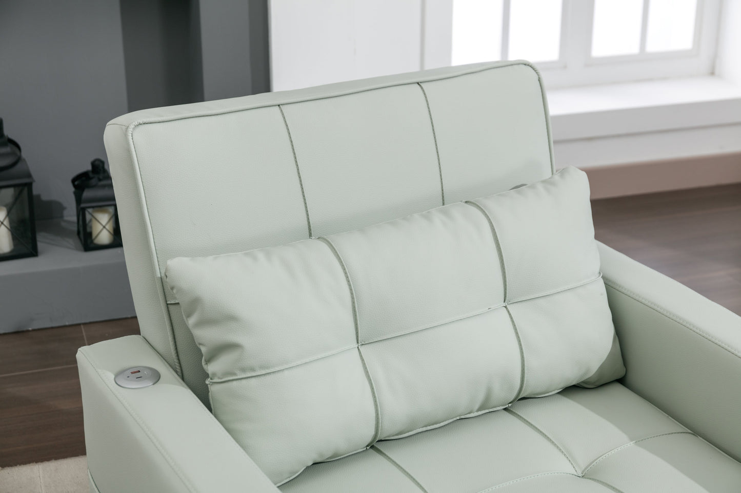 New Green Leather Futon 3-in-1 Pull Out Sleeper Chair