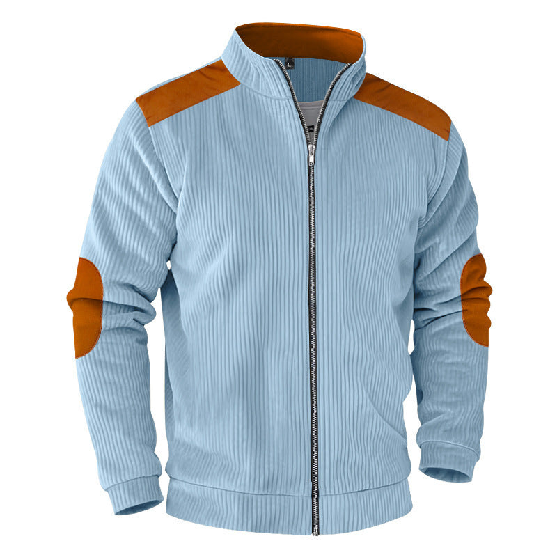 New Retro Stand Collar Zipper Cardigan Casual Jacket For Men