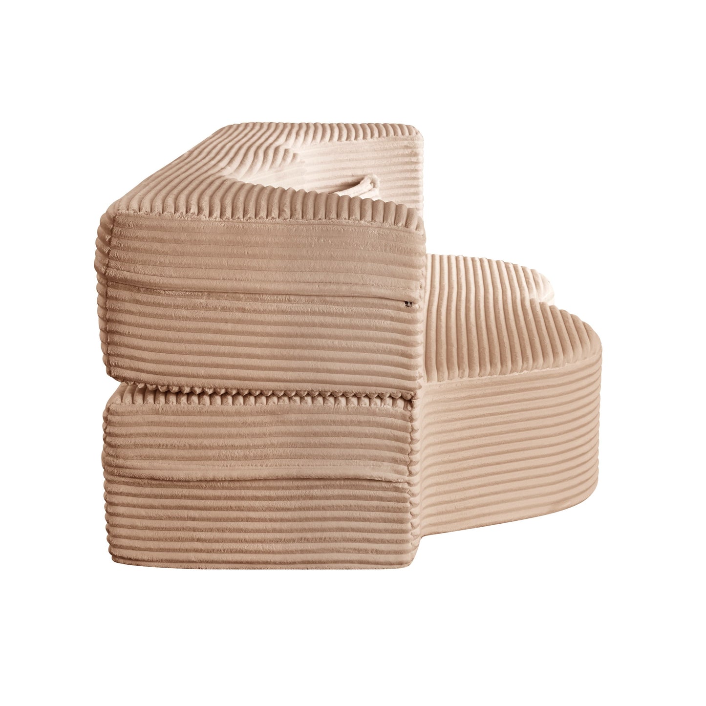 NEW Modern Convertible Plush Corduroy Foam-Filled Sleeper Sofa Bed with 2 Pillows & 15’ Full Size Folding Mattress