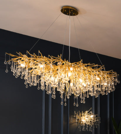 NEW Postmodern Light Fixture Luxury Chandelier Water Drop Crystal Lamp Atmosphere