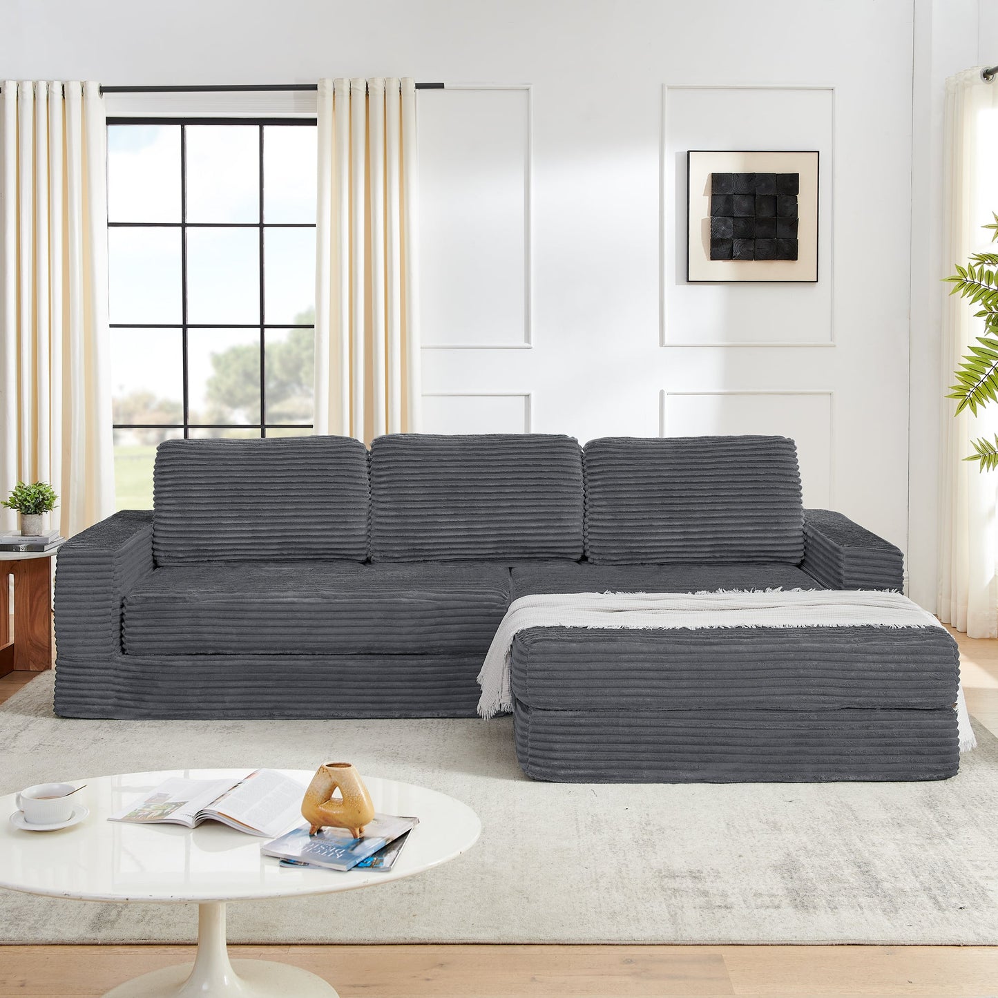 NEW Modern Minimalist L-Shape Modular Sectional Sofa