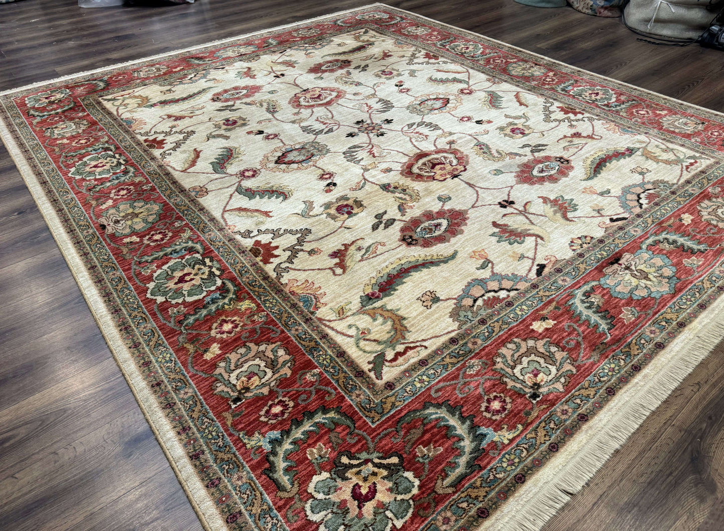 USED Karastan Rug 8.8 x 10, Ashara Agra Ivory #549, Wool, Vintage