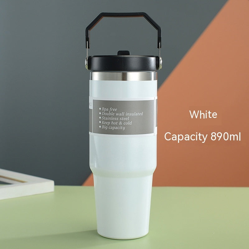NEW Portable Car Cup Stainless Steel Cup Travel Sports Water Bottle With Handle Cover Coffee Tumbler Cup