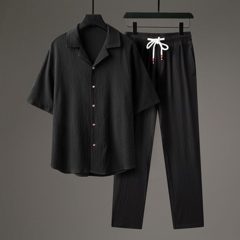 New Casual Men's Sports High-end Half Sleeve Chinese Style Two-piece Set
