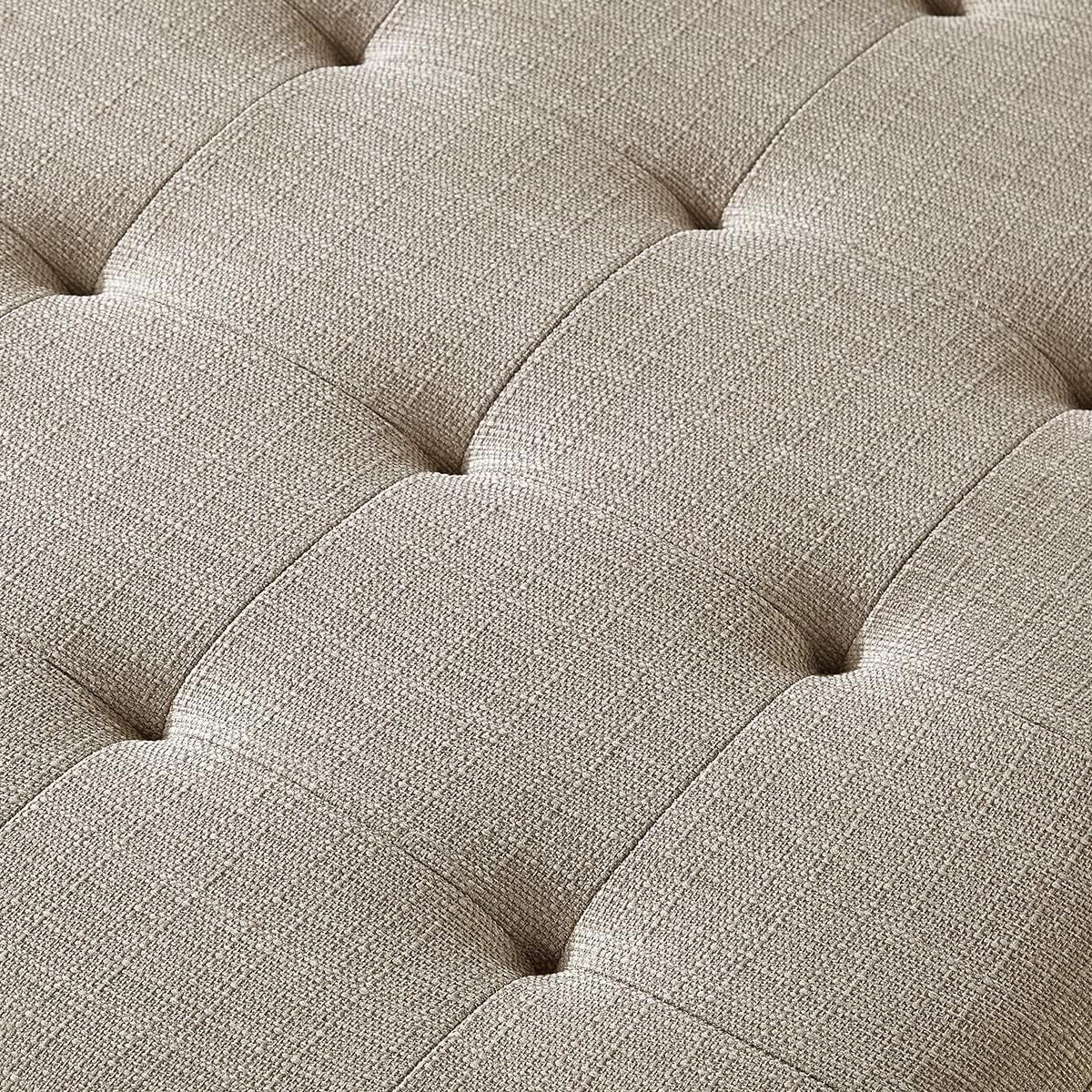 NEW Large Upholstered Tufted Linen Ottoman Coffee Table