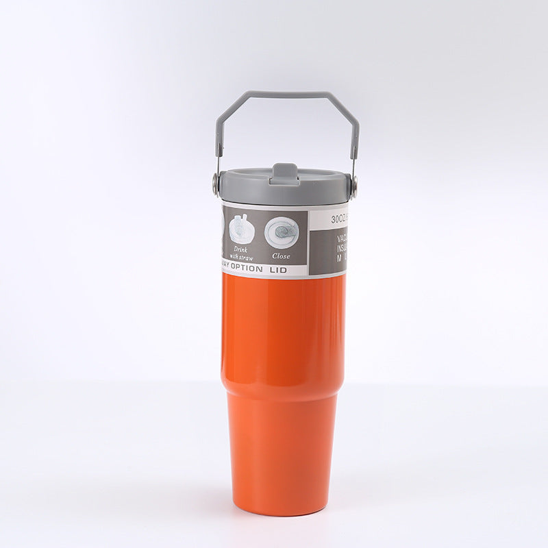 NEW Portable Car Cup Stainless Steel Cup Travel Sports Water Bottle With Handle Cover Coffee Tumbler Cup
