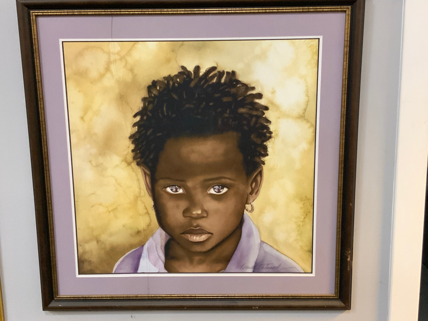 Vintage Framed Kenneth Gatewood Portrait Young African Girl "In Her Eyes" Wall Art