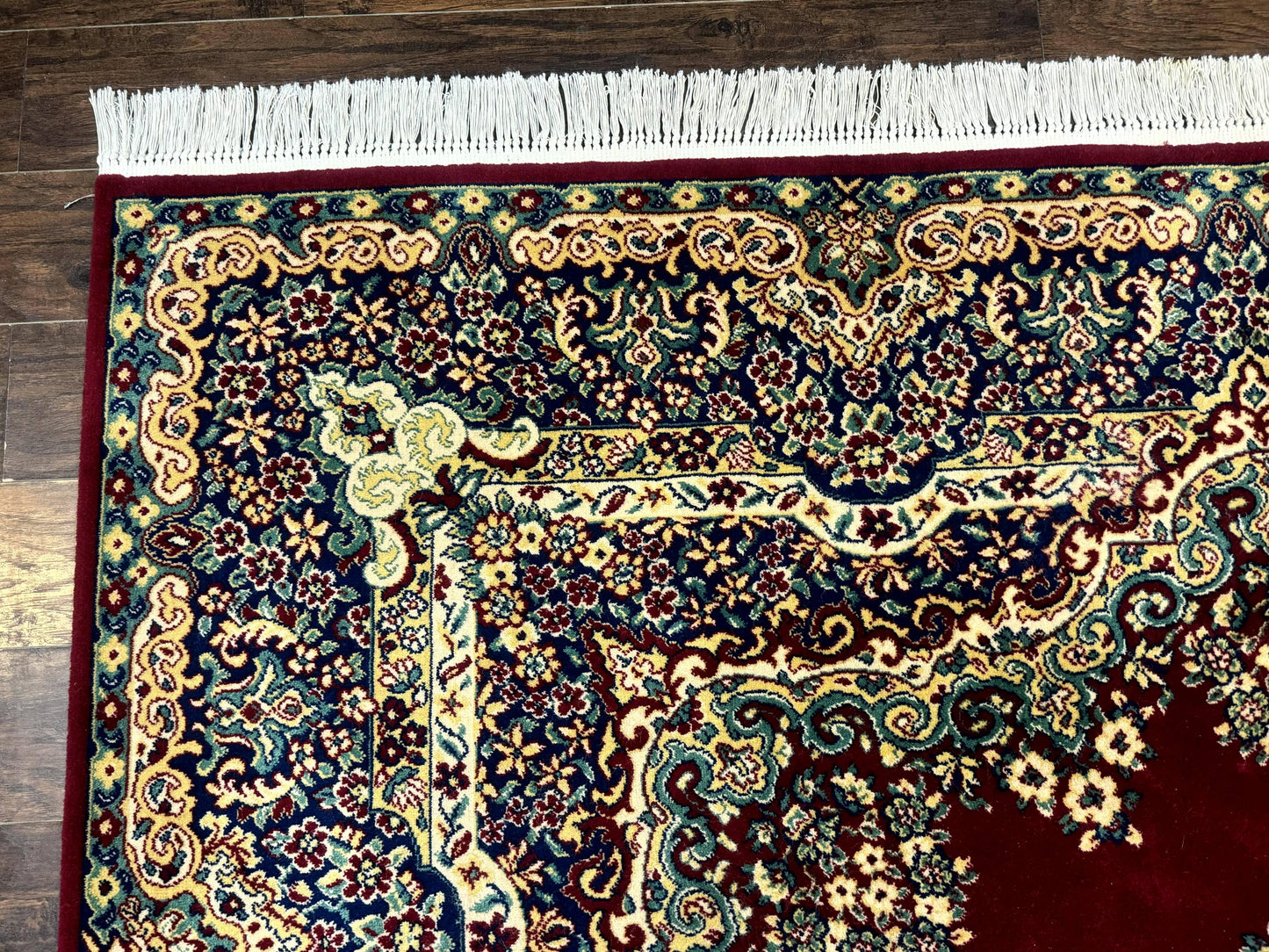 USED Power Loomed Persian Oriental Rug 9x12, Vintage Wool Pile, Kirman Design