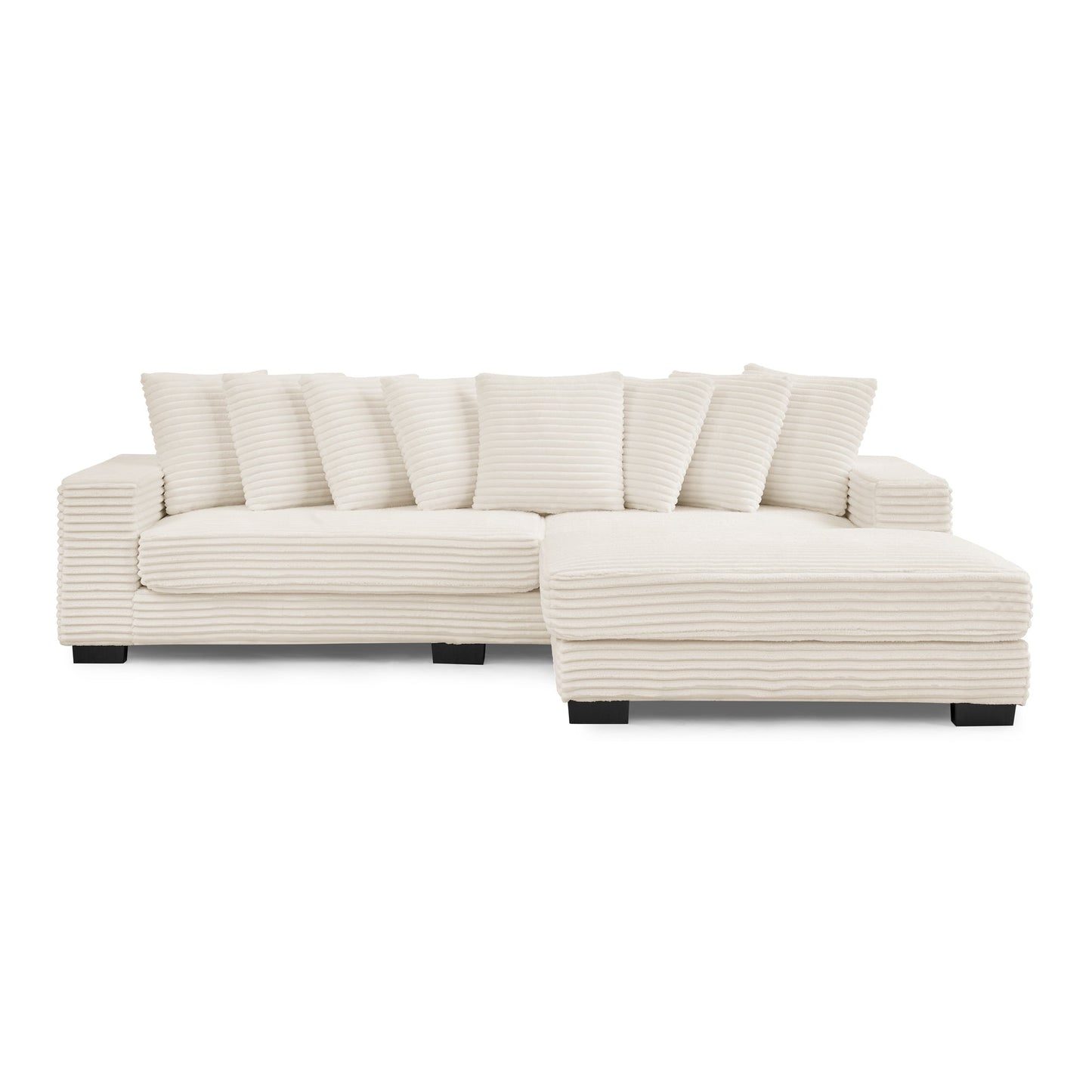 NEW Corduroy Tufted Upholstered Sleeper Sectional Sofa, L-Shaped Modular Convertible Sofa , Can freely change the position of the footrests-Beige(Assembly is required)