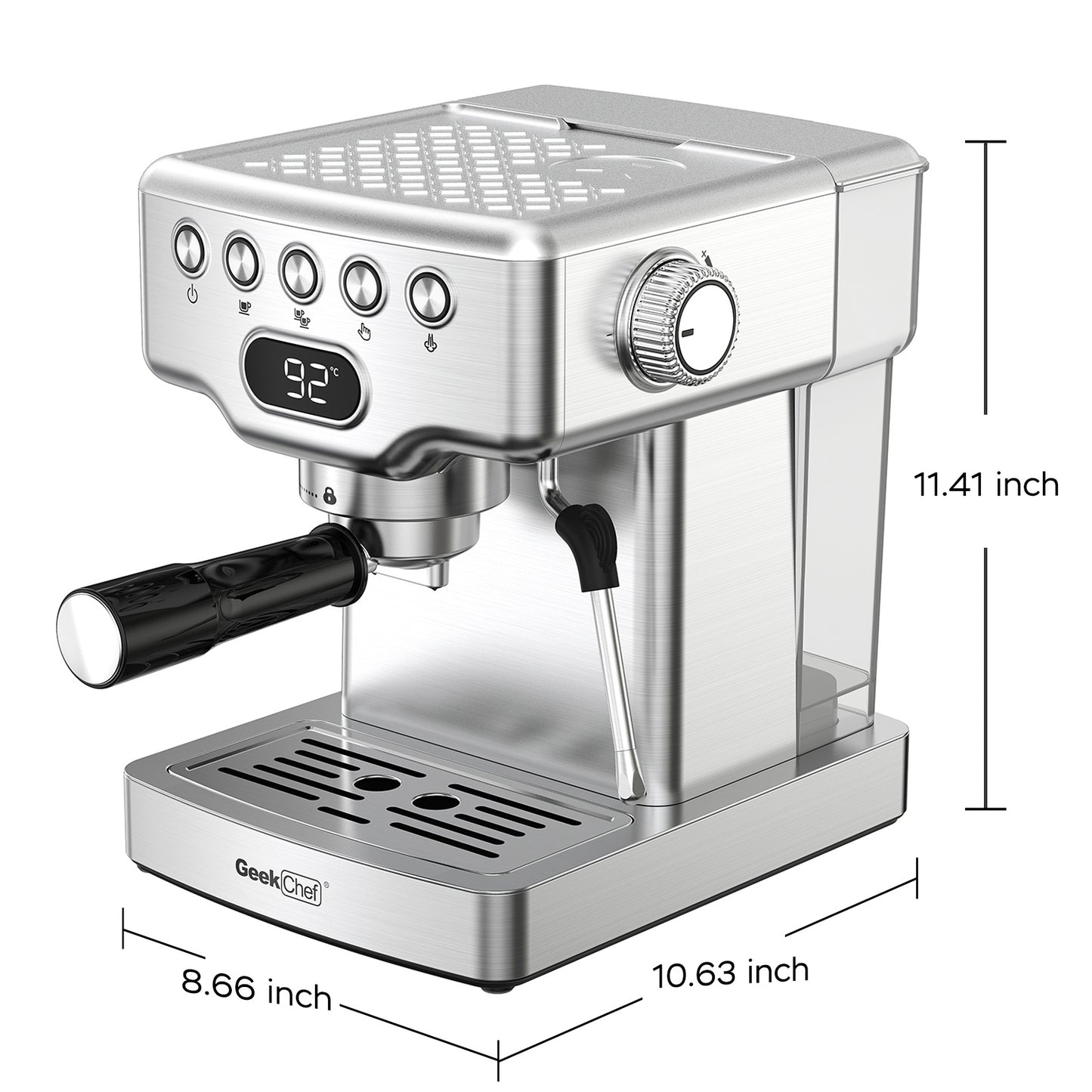 NEW Geek Chef 20 Bar Stainless Steel Espresso Maker Machine For Latte Cappuccino Macchiato