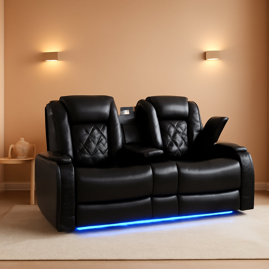 NEW Electric Power Recliner Sofa Black With USB Charging Ports