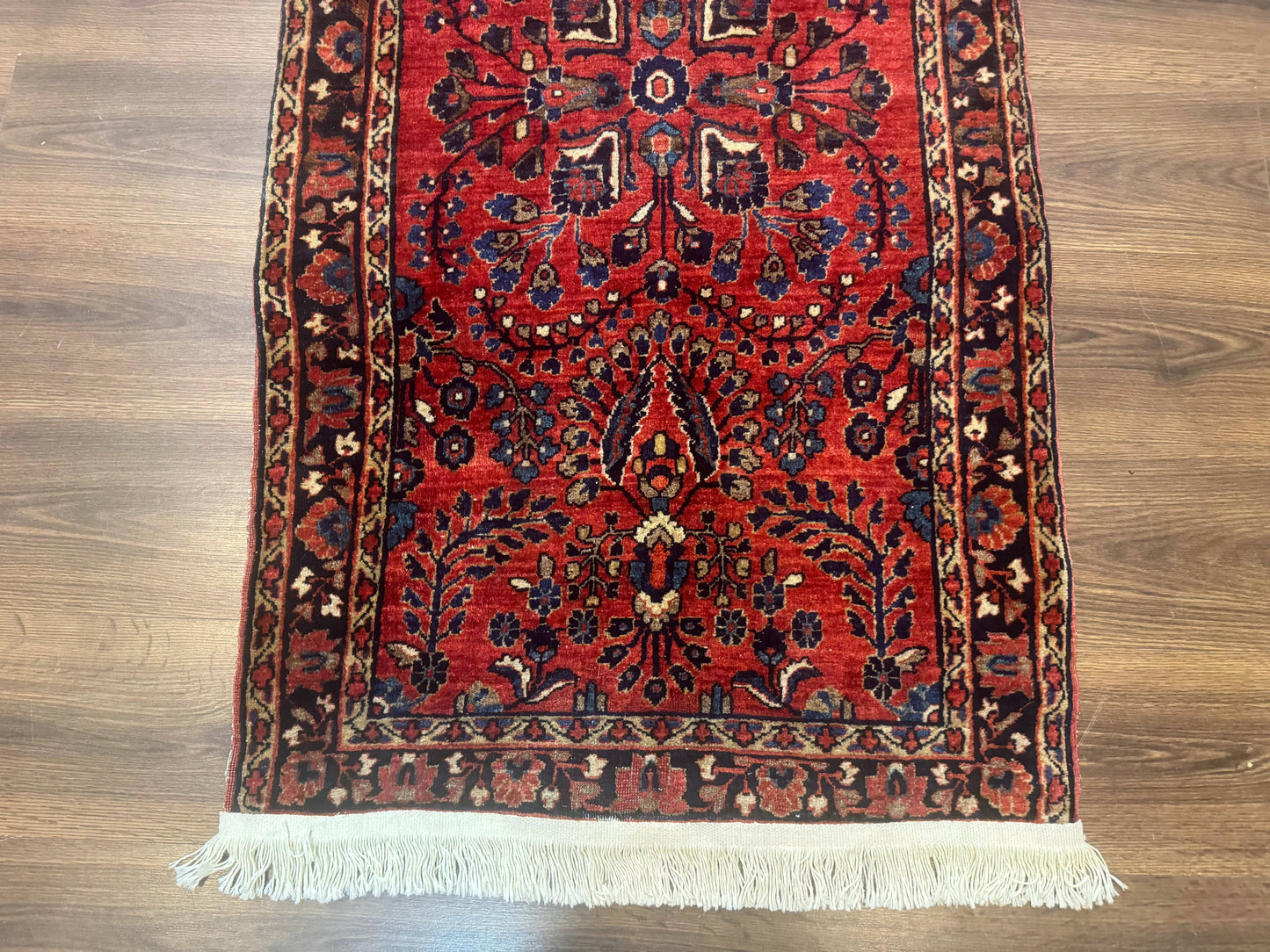 USED Small Red Persian Sarouk Rug 2.7 x 4.9, Floral, Antique