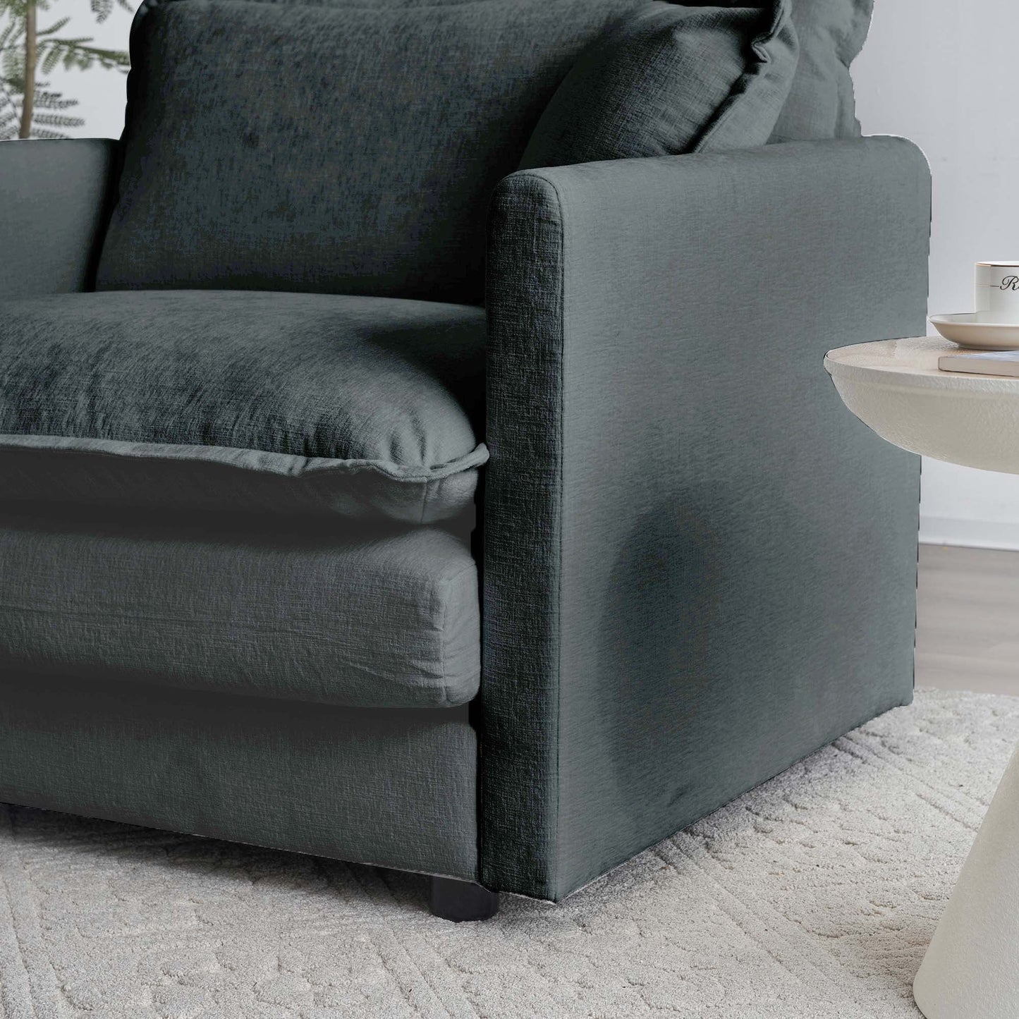 NEW Modern Grey Chenille Accent Club Upholstered Armchair Reading Chair with Ottoman